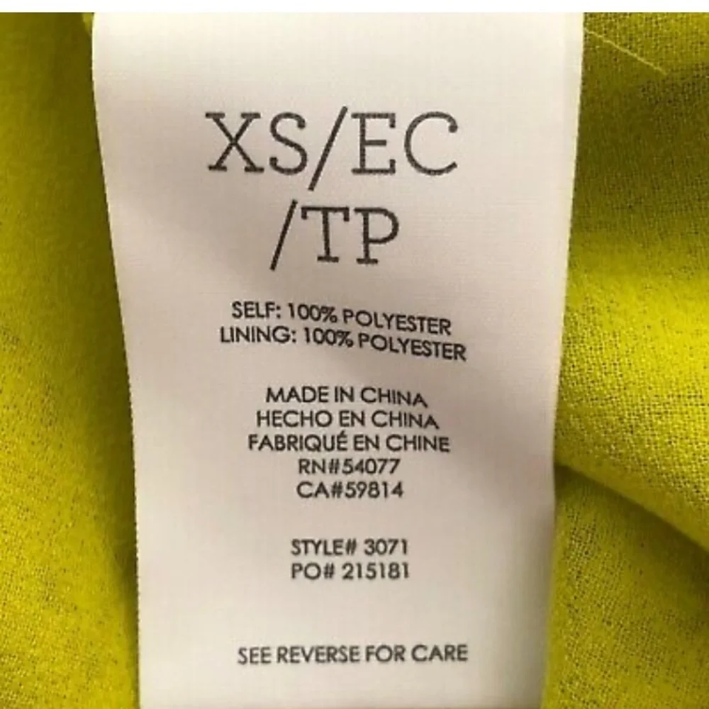 Cabi | Reign Ruffle Front Sleeveless Blouse Hi Low Hem Chartreuse #3071 - Picture 4 of 9